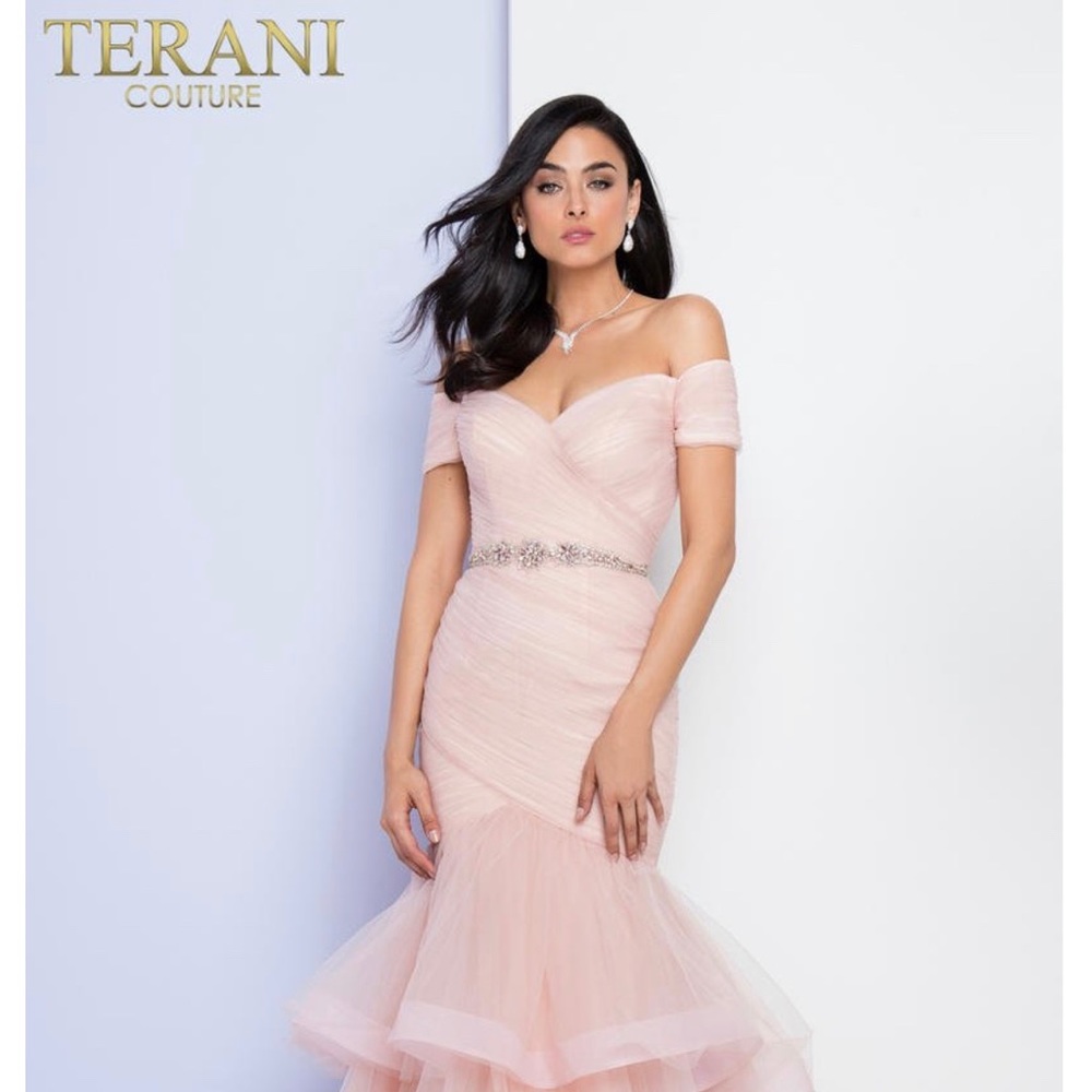 Terani Couture mermaid ruffled evening gown
